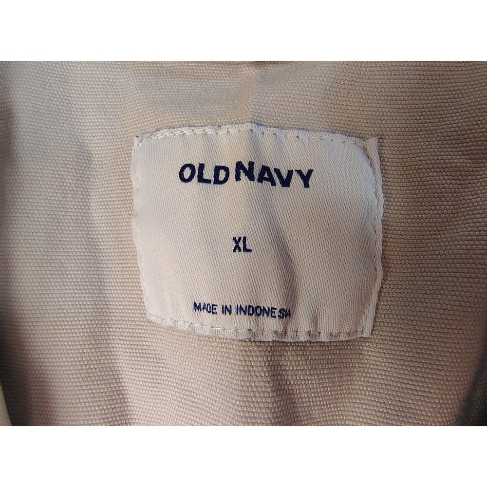 Old Navy Womens XL Beige Cotton Twill Asymmetrical Moto Jacket Zipper Cuffs Tan - Picture 2 of 8
